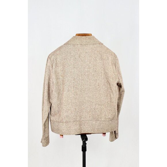 Vintage DON PARKER Taupe Brown Wool Blend Slubbed Tweed Jacket, Size L - Picture 2 of 11